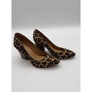 Crown Vintage Emmarose Women's 7 Haircalf Leopard Block Wedge Heel New In Box
